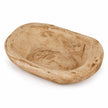 Natural pine mini dough bowl with a shallow rounded basin and pale textured wood, shown empty against white.