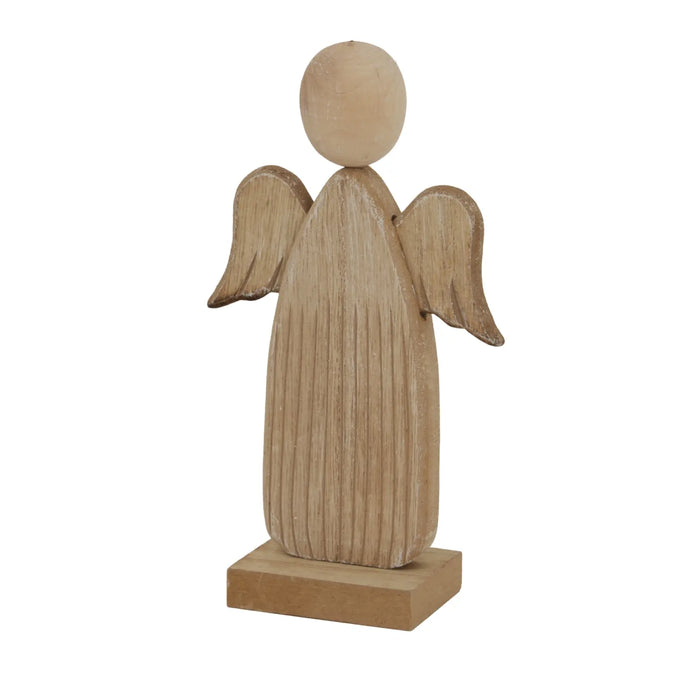 Natural rustic wooden angel, close studio view