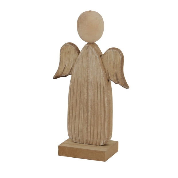 Natural rustic wooden angel, close studio view