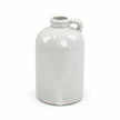 Natural stoneglazed short jug vase shown empty against a white background