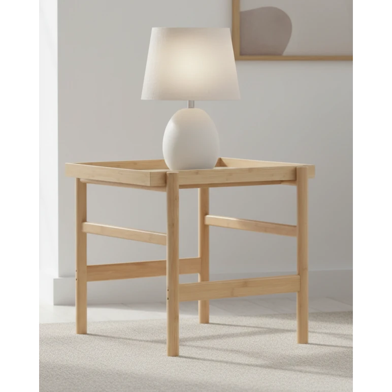 Natural wood and bamboo side table by Starlight Express, featuring a sleek design and sturdy construction for modern furniture decor.