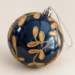 Navy blue and gold Christmas bauble from Starlight Express with shiny finish and festive design.