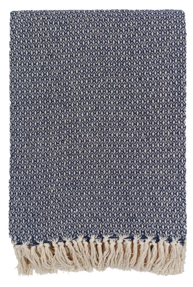 Navy Blue Dot Design Pattern Recycled Yarn Blanket Throw - Soft FurnishingsSoft Furnishings - Lulu Loves Home