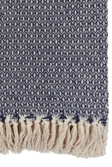 Navy Blue Dot Design Pattern Recycled Yarn Blanket Throw - Soft FurnishingsSoft Furnishings - Lulu Loves Home