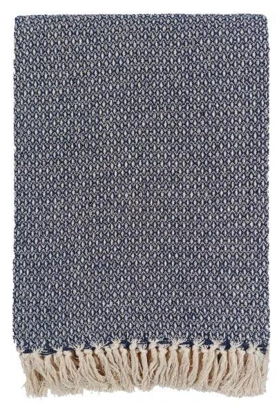 Navy Blue Dot Design Pattern Recycled Yarn Blanket Throw - Soft FurnishingsSoft Furnishings - Lulu Loves Home