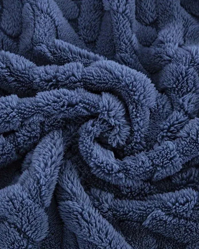Navy Blue Fleece Platted Printed Throw Blanket - Soft FurnishingsSoft Furnishings - Lulu Loves Home