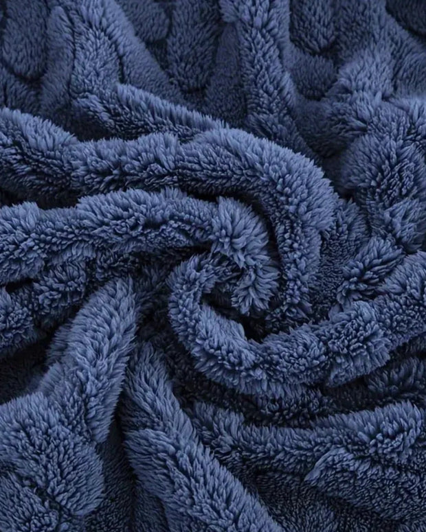 Navy Blue Fleece Platted Printed Throw Blanket - Soft FurnishingsSoft Furnishings - Lulu Loves Home