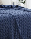 Navy Blue Fleece Platted Printed Throw Blanket - Soft FurnishingsSoft Furnishings - Lulu Loves Home