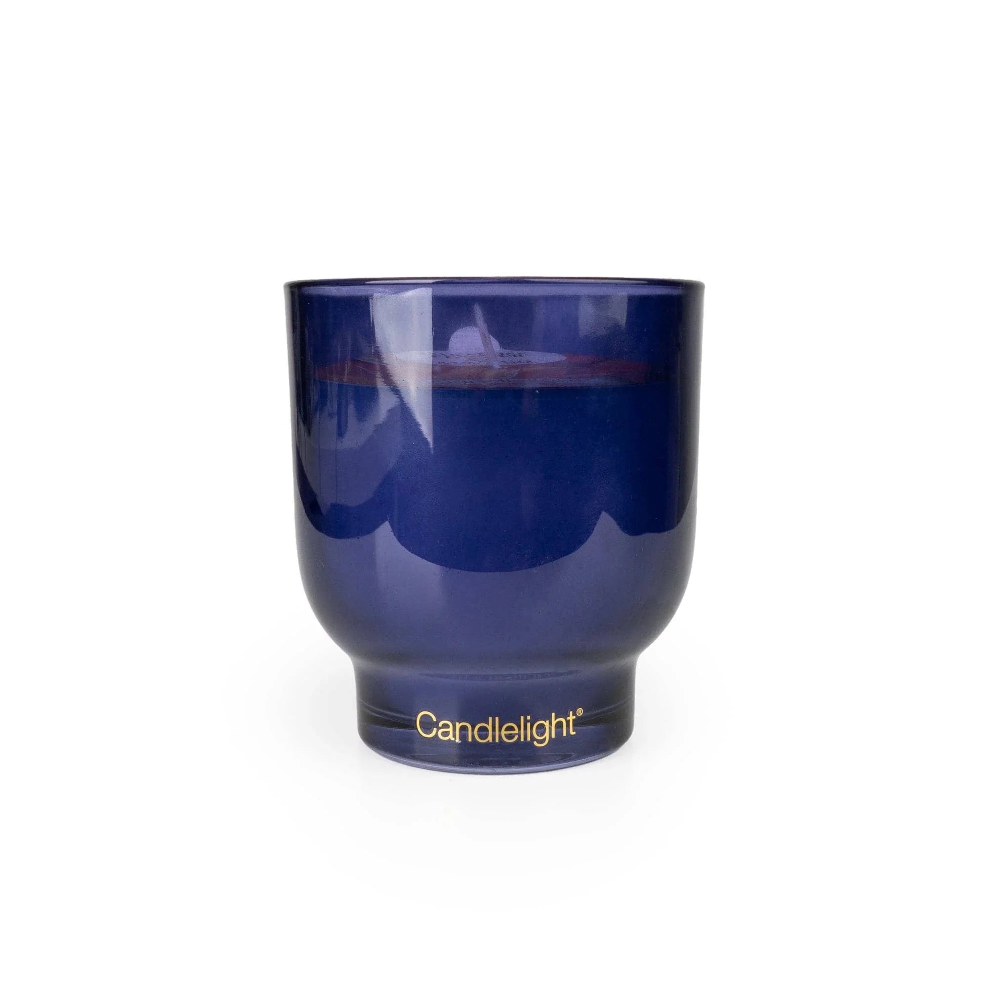 Navy Blue Medium Ridged Footed Glass Candle - Iris & Tonka Bean - CandlesCandles - Lulu Loves Home