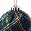 Navy blue tartan Christmas bauble by Starlight Express with a shiny finish and festive tartan pattern for holiday decoration.