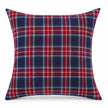 45 by 45 cm blue tartan cushion cover shown filled on white, inner not included