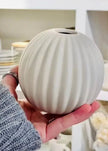 Neutral Beige Ribbed Small Round Vase - Kitchen & DiningKitchen & Dining - Lulu Loves Home