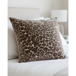 Neutral brown leopard print velvet cushion cover by Malini, 45cm x 45cm, soft furnishings with a stylish, textured design.