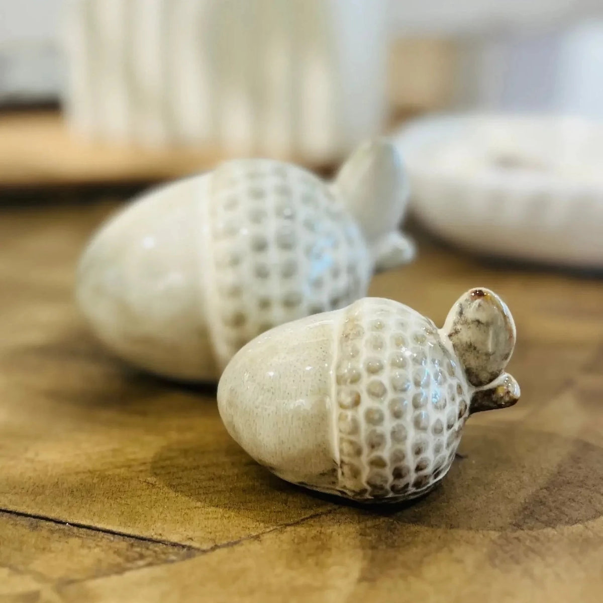 Neutral Ceramic Acorn Decor – Small + Medium - Seasonal Decor - AutumnSeasonal Decor - Autumn - Lulu Loves Home