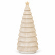 Neutral cream ceramic Christmas tree with ribbed tiers and cream star on a clean white background, 25 cm high