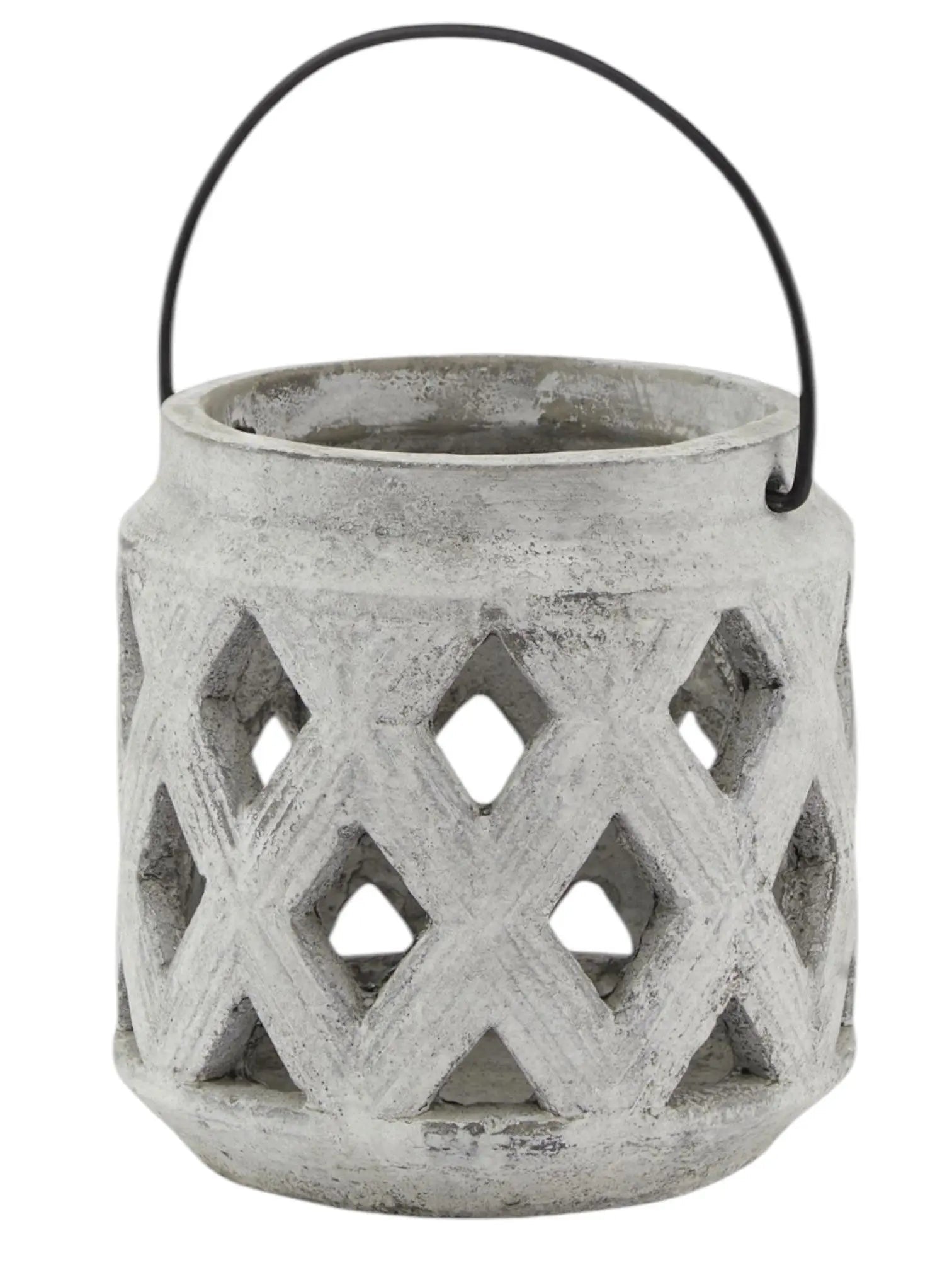 Neutral Stone Lattice Hurricane Lantern - Home DecorHome Decor - Lulu Loves Home