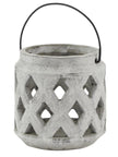 Neutral Stone Lattice Hurricane Lantern - Home DecorHome Decor - Lulu Loves Home