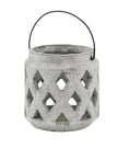 Neutral Stone Lattice Hurricane Lantern - Home DecorHome Decor - Lulu Loves Home