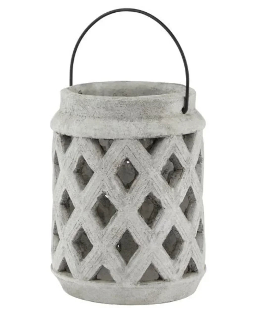 Neutral Stone Lattice Hurricane Lantern - Home DecorHome Decor - Lulu Loves Home
