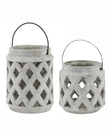 Neutral Stone Lattice Hurricane Lantern - Home DecorHome Decor - Lulu Loves Home
