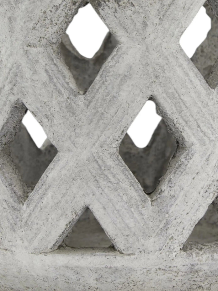 Neutral Stone Lattice Hurricane Lantern - Home DecorHome Decor - Lulu Loves Home