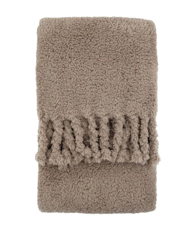Neutral Taupe Fringed Teddy Throw Blanket - Soft FurnishingsSoft Furnishings - Lulu Loves Home