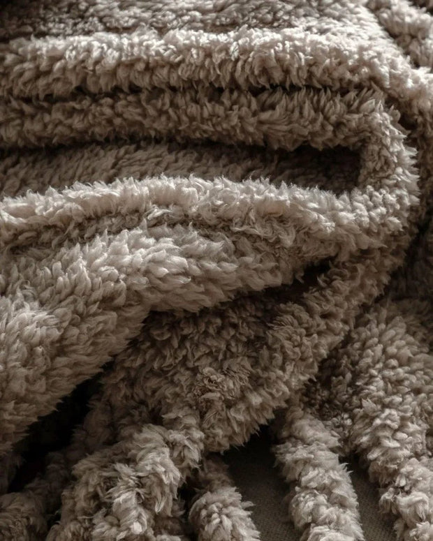 Neutral Taupe Fringed Teddy Throw Blanket - Soft FurnishingsSoft Furnishings - Lulu Loves Home