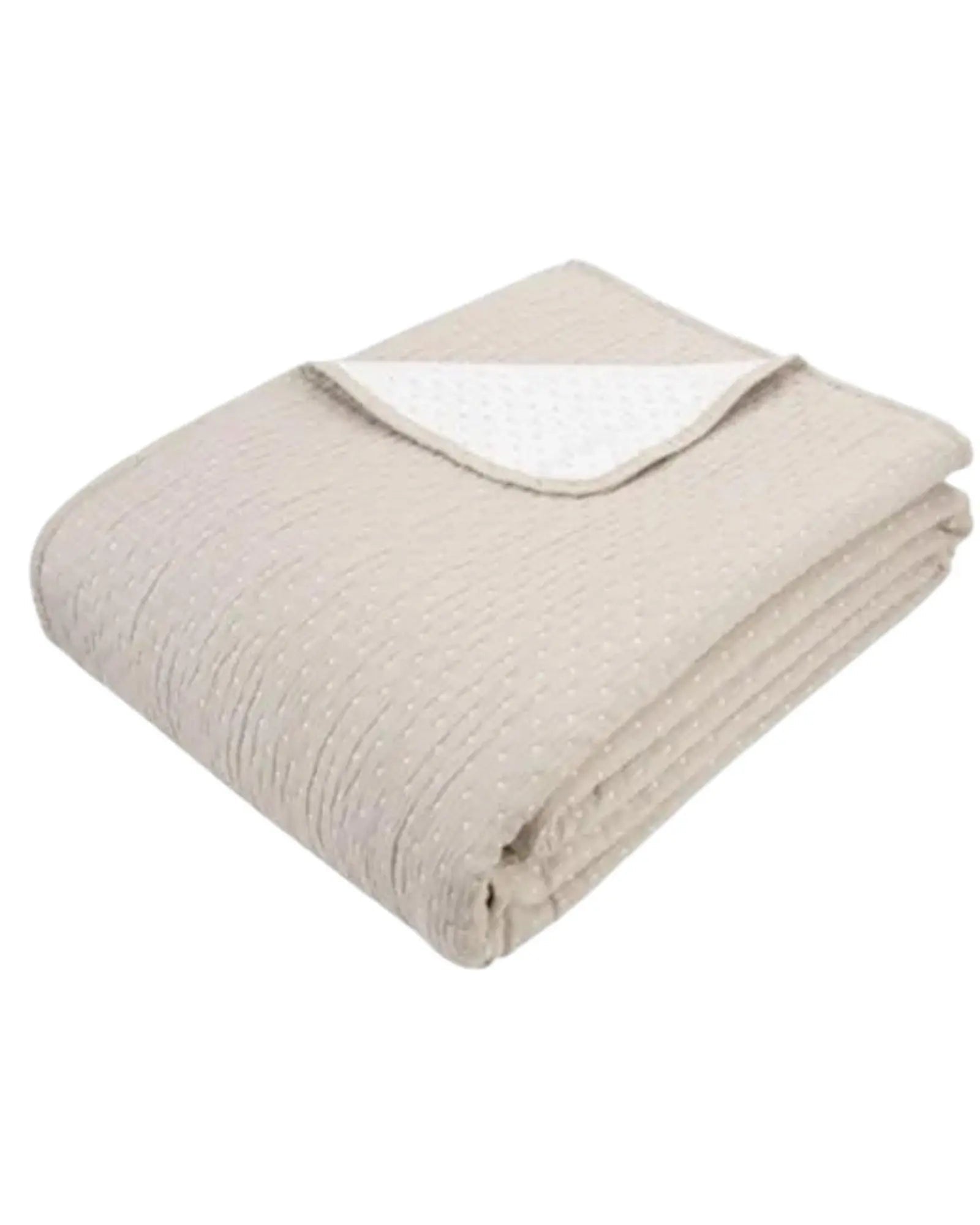 Neutral Taupe Tactile Jacquard Dot Queen Sized Quilt - Soft FurnishingsSoft Furnishings - Lulu Loves Home