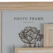 Close-up supplier photograph of Isla picture frame pale wood grain and mitred stepped corner