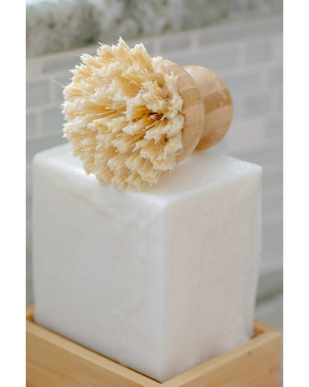 Extra large dish block soap with brush by No Tox Life, ideal for kitchen and dining cleaning.