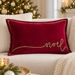 Riva Home red velvet cushion with gold Noel applique design for Christmas décor