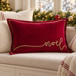 Red and gold Noel applique velvet cushion by Riva Home for Christmas décor