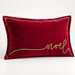 Red and gold Noel applique velvet Christmas cushion by Riva Home