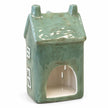 Satchville large Nordic green ceramic tealight holder house for Christmas décor, studio back view