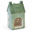 Satchville Nordic Green Ceramic Tealight Holder House, small Christmas decoration back view