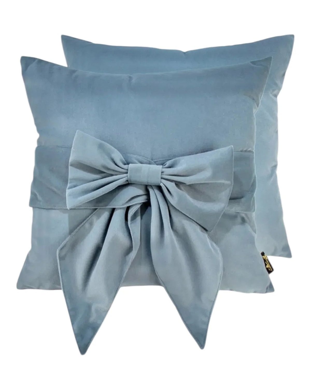 Ocean Blue Velvet Cushion Cover With Bow - Soft FurnishingsSoft Furnishings - Lulu Loves Home