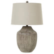 Ochre brown wooden lamp from Hill Interiors, modern lighting fixture with a warm wooden finish and sleek design.