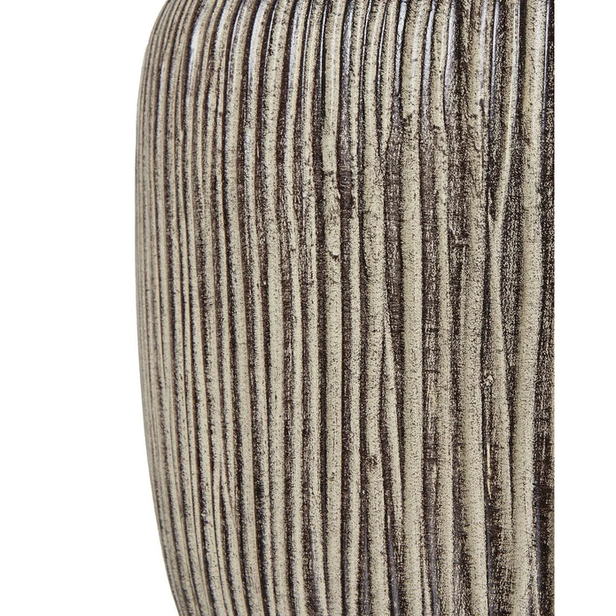 Ochre brown wooden lamp from Hill Interiors, showcasing a stylish lighting fixture with a warm wooden finish and modern design.