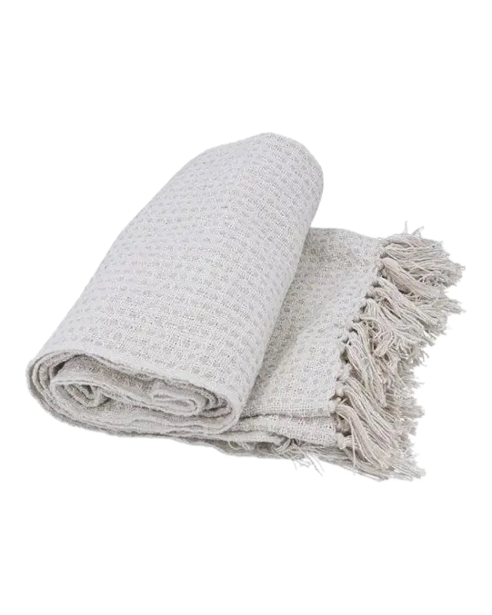 Off White Boucle Cotton Stab Stitch Throw - Soft FurnishingsSoft Furnishings - Lulu Loves Home
