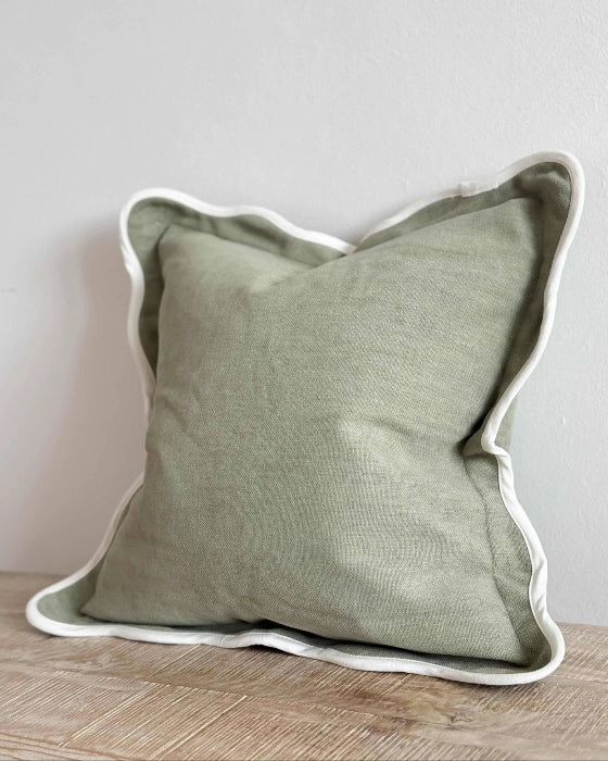 Olive Green And Cream Scalloped Edge Cushion Cover - Soft FurnishingsSoft Furnishings - Lulu Loves Home