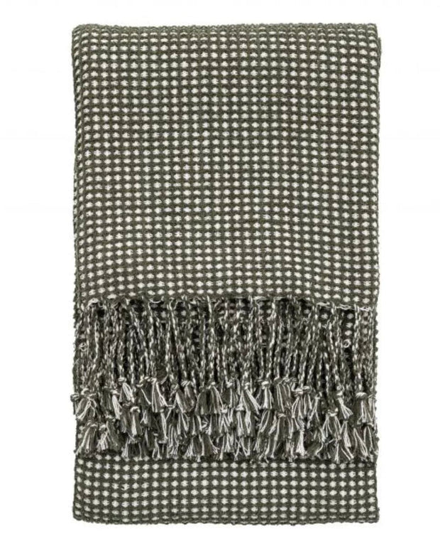 Olive Green And White Cailletier Throw Blanket - Soft FurnishingsSoft Furnishings - Lulu Loves Home