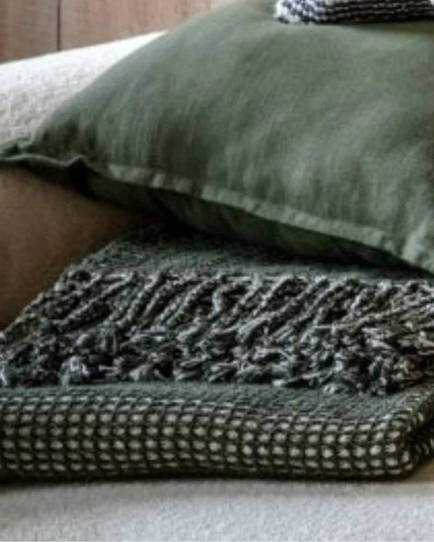 Olive Green And White Cailletier Throw Blanket - Soft FurnishingsSoft Furnishings - Lulu Loves Home