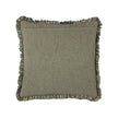 Olive green Bertie washed cotton velvet cushion cover by Riva Home, showcasing soft, plush fabric and elegant design.