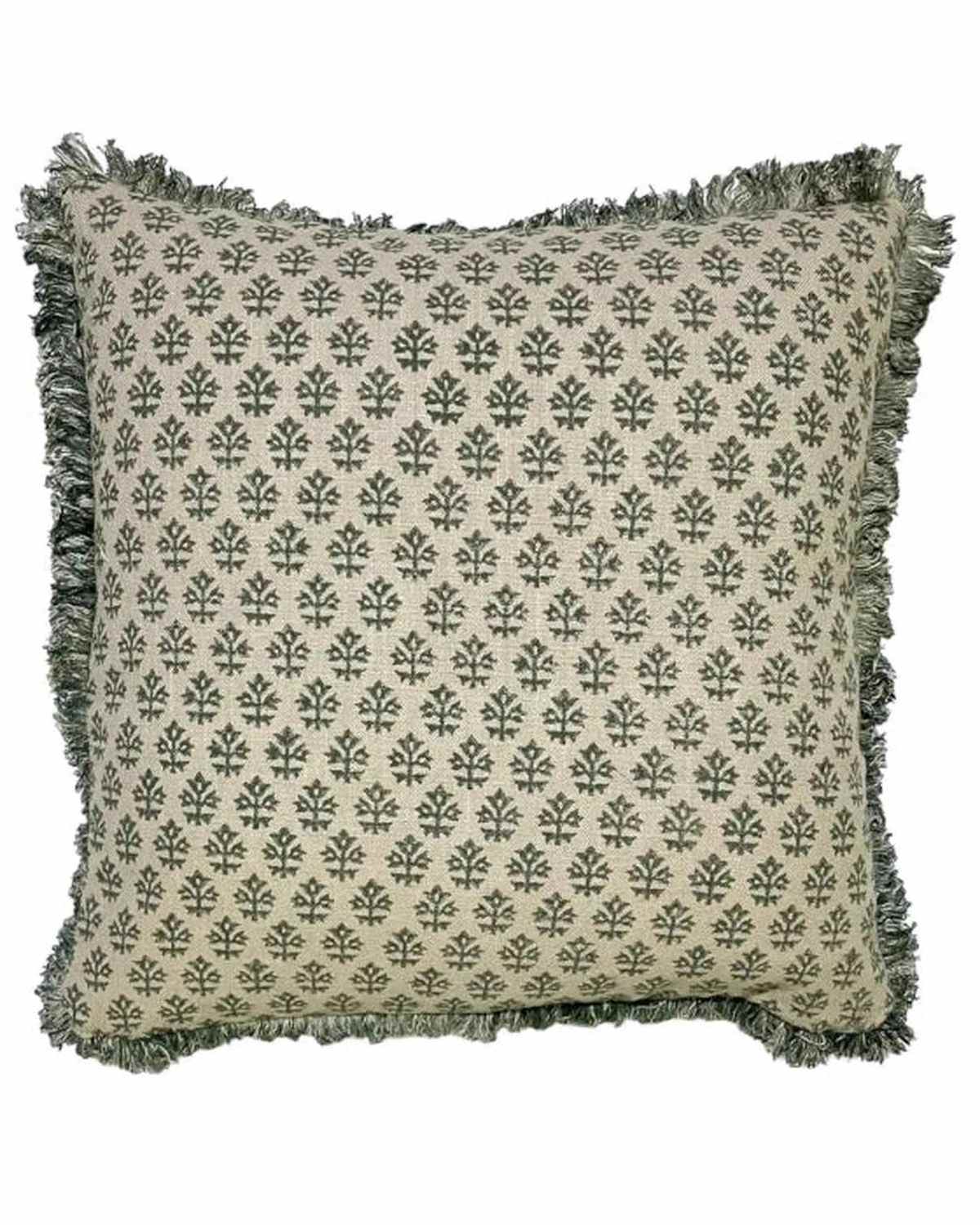 Olive Green Bhuti Block Print Cushion Cover - Soft FurnishingsSoft Furnishings - Lulu Loves Home