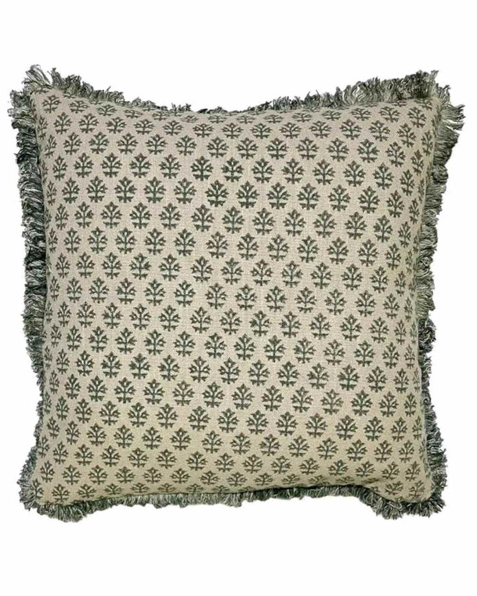 Olive Green Bhuti Block Print Cushion Cover - Soft FurnishingsSoft Furnishings - Lulu Loves Home
