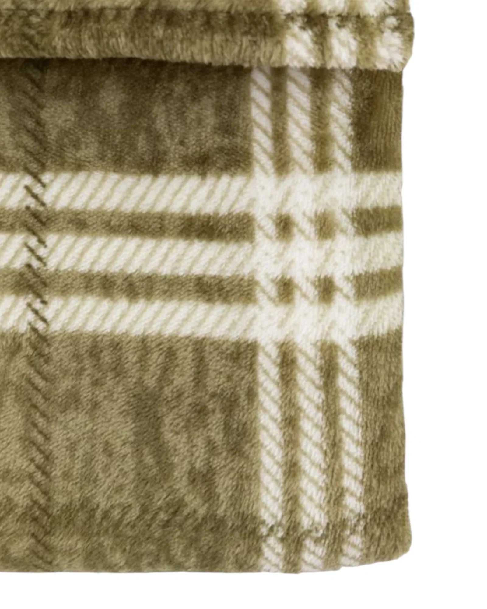 Olive Green Checkmate Rolled Fleece Blanket Throw - Soft FurnishingsSoft Furnishings - Lulu Loves Home