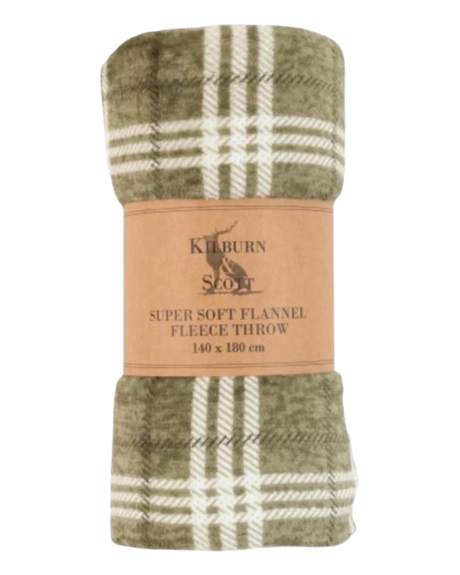 Olive Green Checkmate Rolled Fleece Blanket Throw - Soft FurnishingsSoft Furnishings - Lulu Loves Home