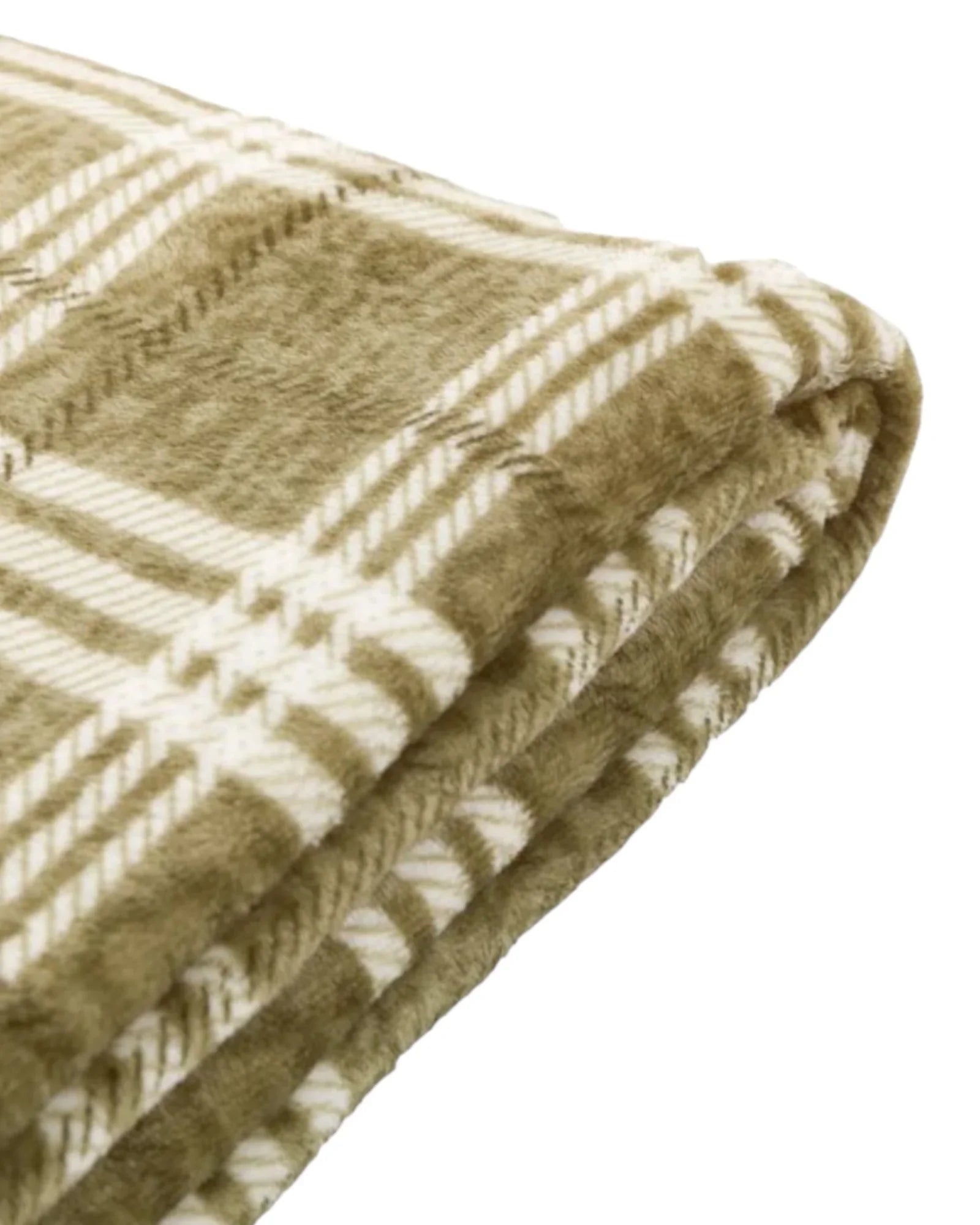 Olive Green Checkmate Rolled Fleece Blanket Throw - Soft FurnishingsSoft Furnishings - Lulu Loves Home