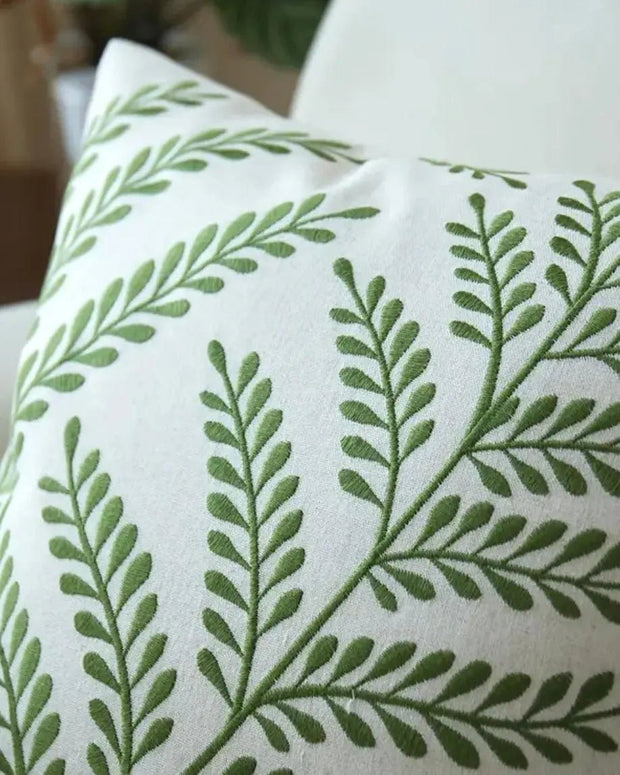 Olive Green Cushion Cover - Fern Embroidered - Soft FurnishingsSoft Furnishings - Lulu Loves Home