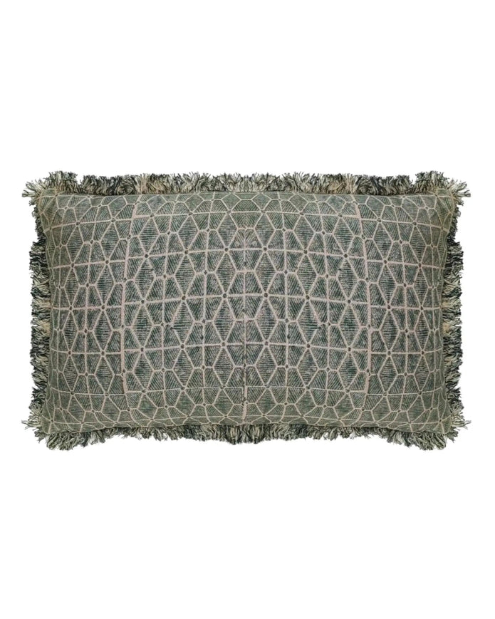 Olive Green Geometric Block Print Cushion Cover - Soft FurnishingsSoft Furnishings - Lulu Loves Home